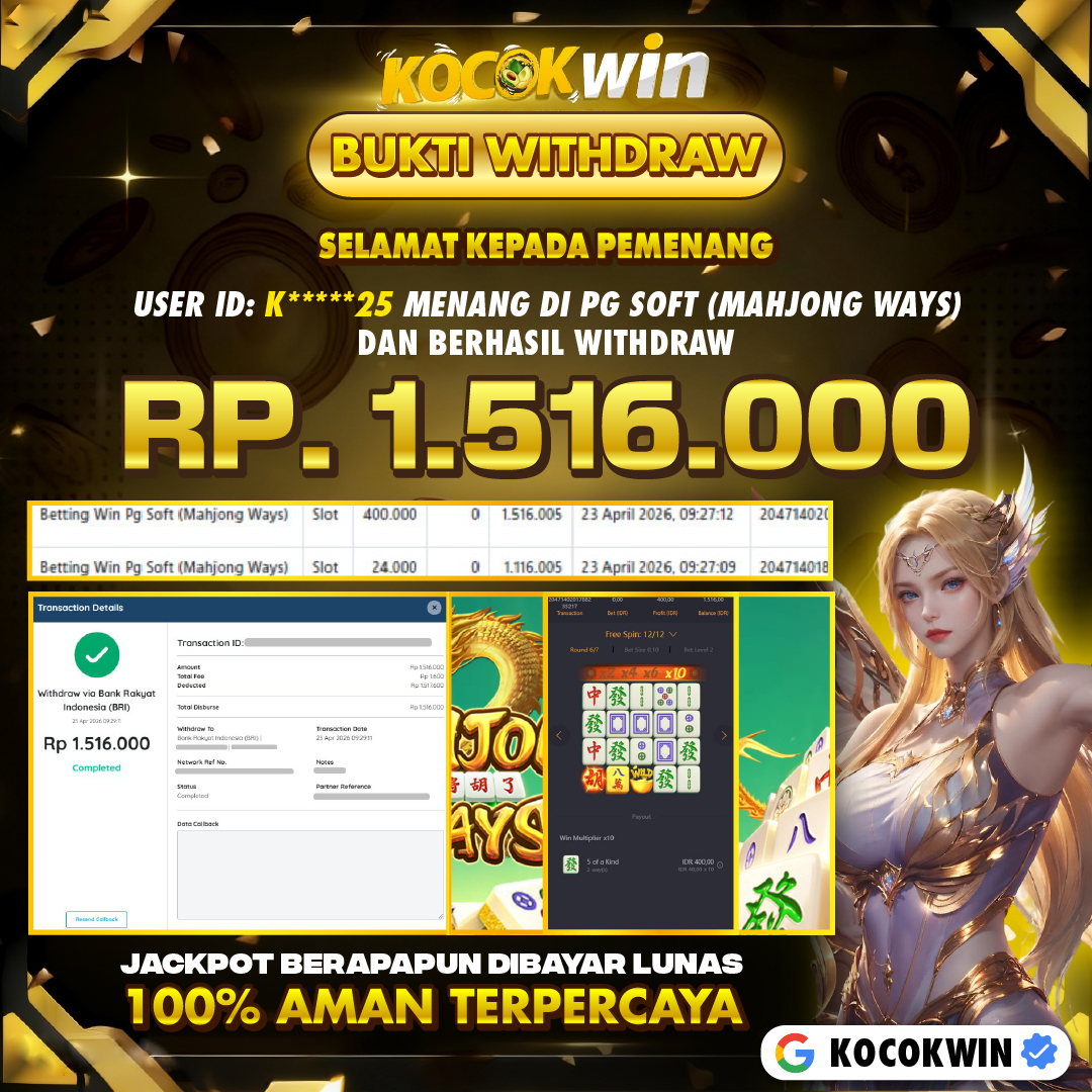 BUKTI WITHDRAW PG SOFT (MAHJONG WAYS )- KOCOK WIN