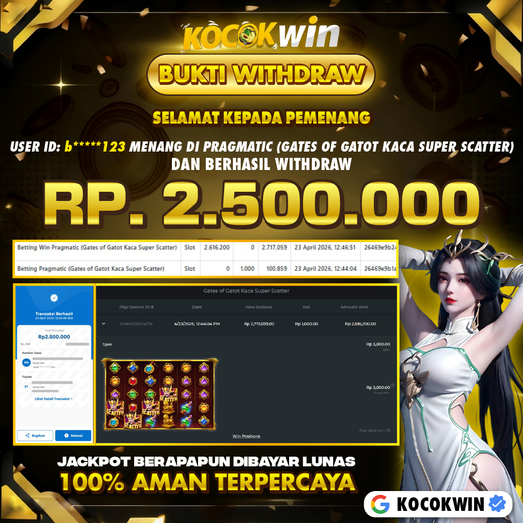 BUKTI WITHDRAW PRAGMATIC (GATE OF GATOT KACA SUPER SCATTER )- KOCOK WIN
