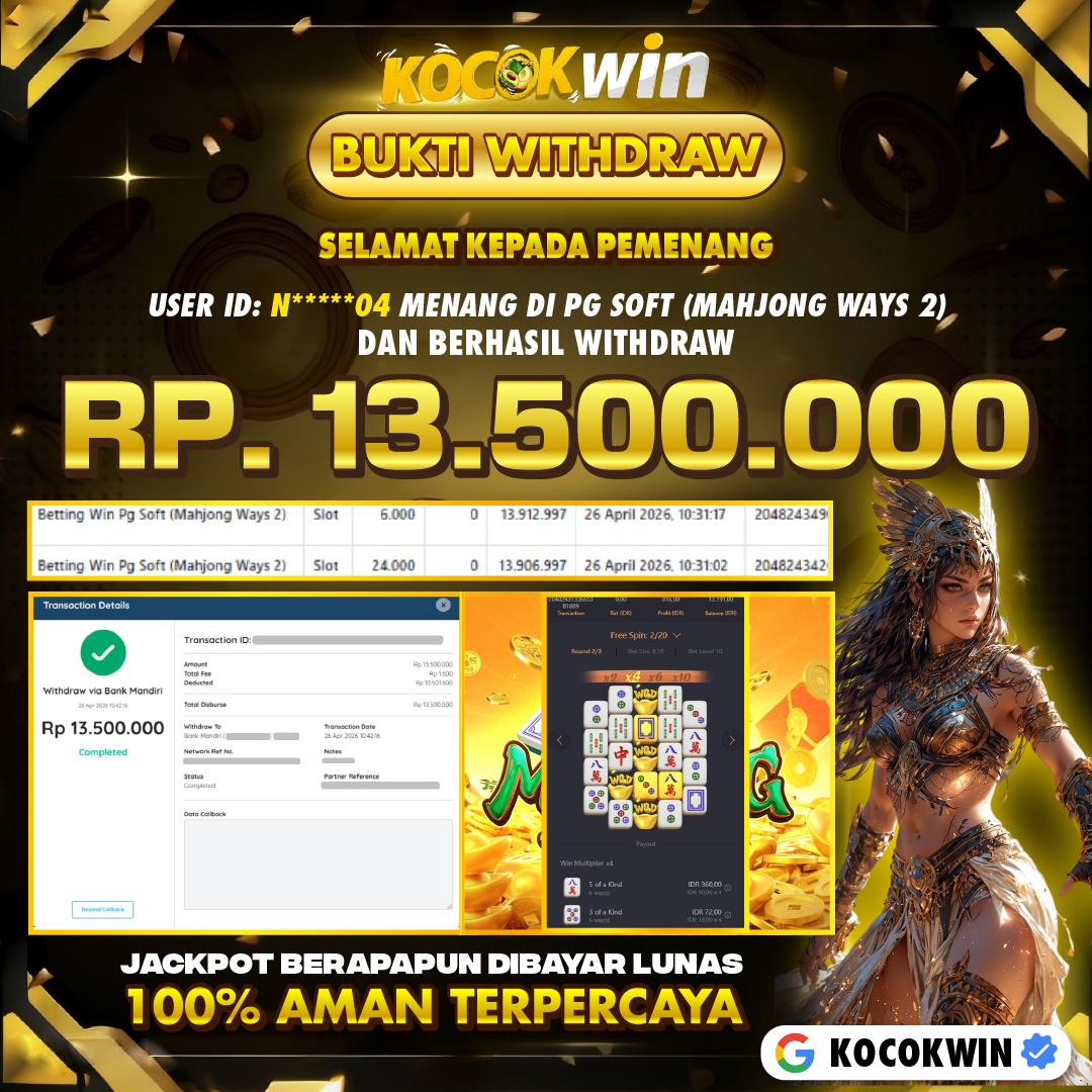 BUKTI WITHDRAW PG SOFT (MAHJONG WAYS 2)- KOCOK WIN