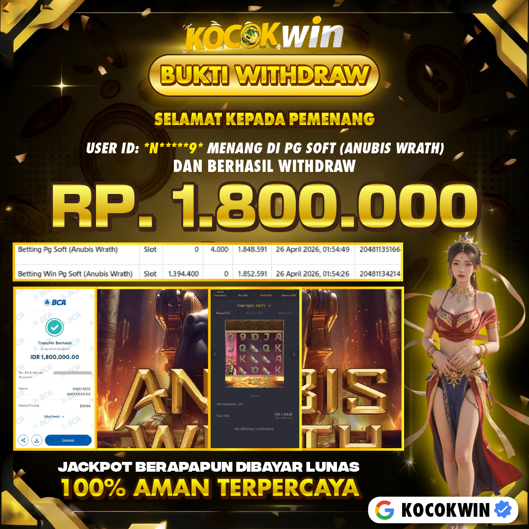 BUKTI WITHDRAW PG SOFT (ANUBIS WRATH )- KOCOK WIN
